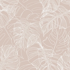 Monstera Leaf Wallpaper in Nude | Pink | Nude