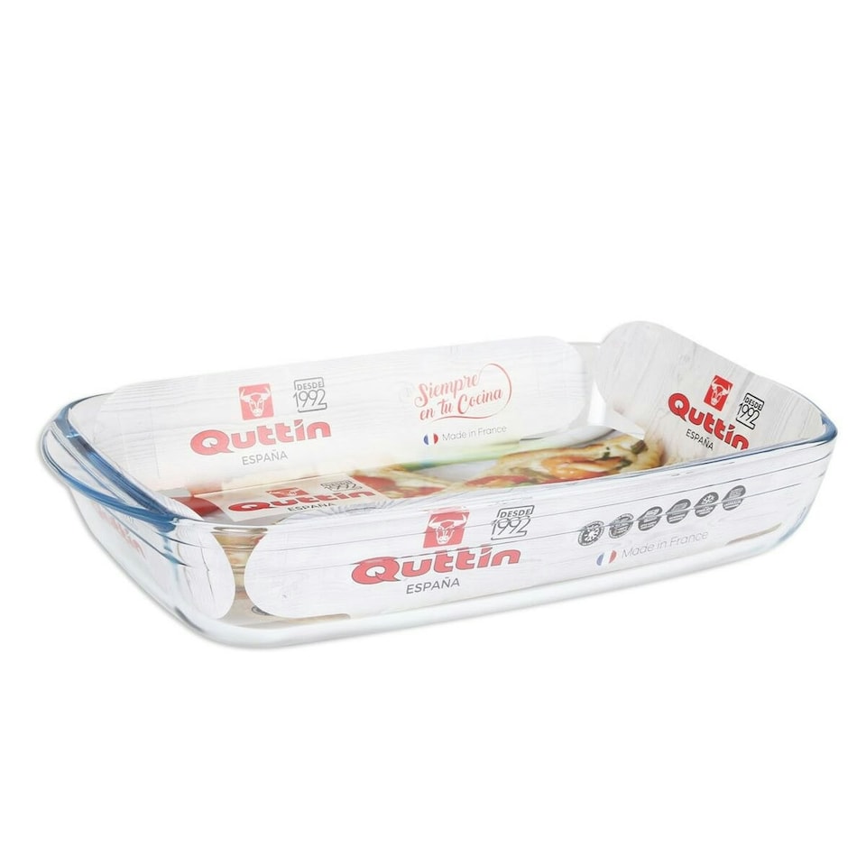 image 1 of Oven Dish Quttin Transparent Glass Rectangular 4,2 L 38,8 x 23,9 x 6,6 cm (6 Units) N/A
