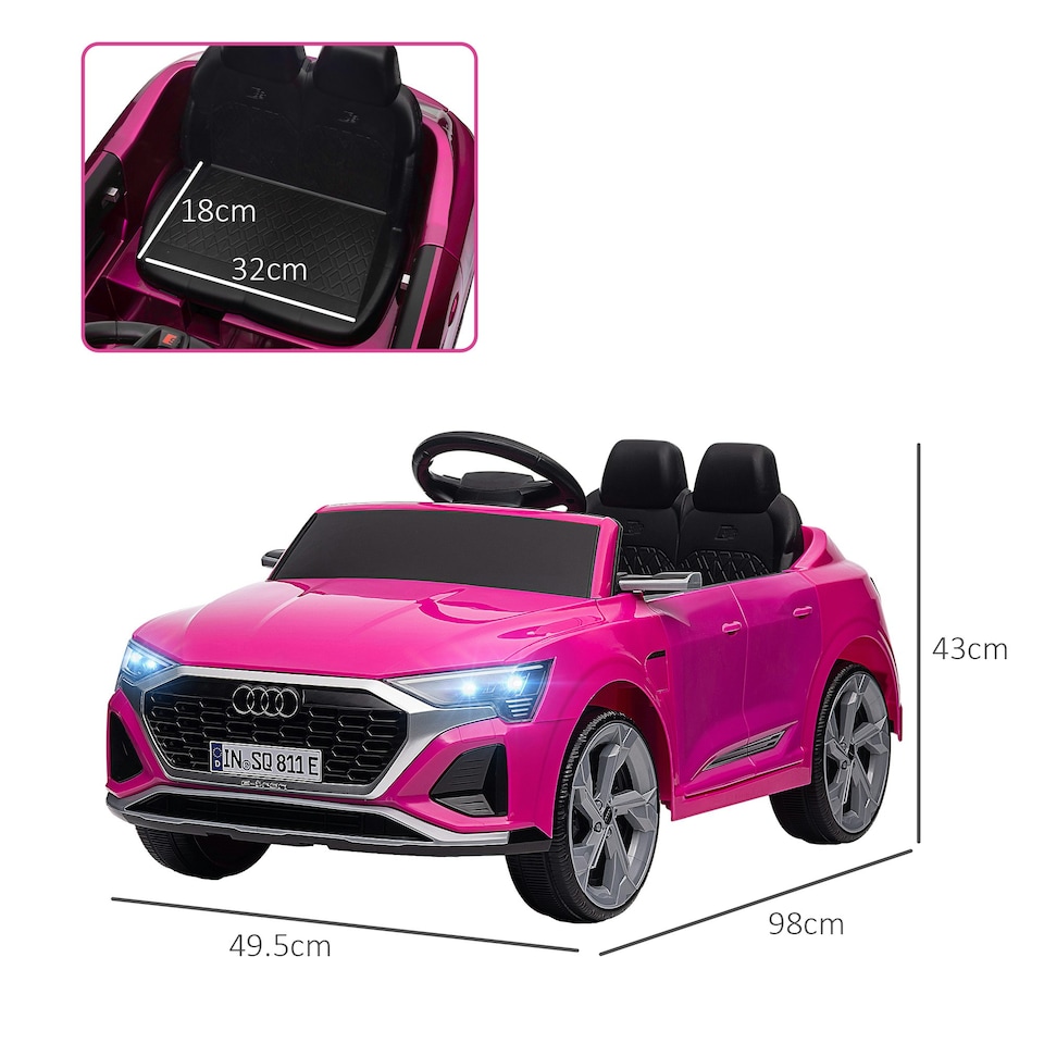 image 1 of AIYAPLAY Audi Q8 e-tron Sportback Licensed Kids Electric Car w/ Remote - Pink