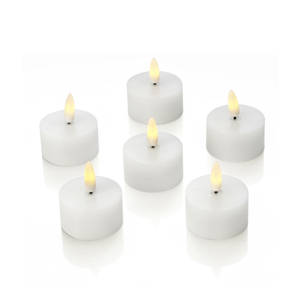 image 1 of Auraglow Set of Flickering Flame LED Tea Lights | White