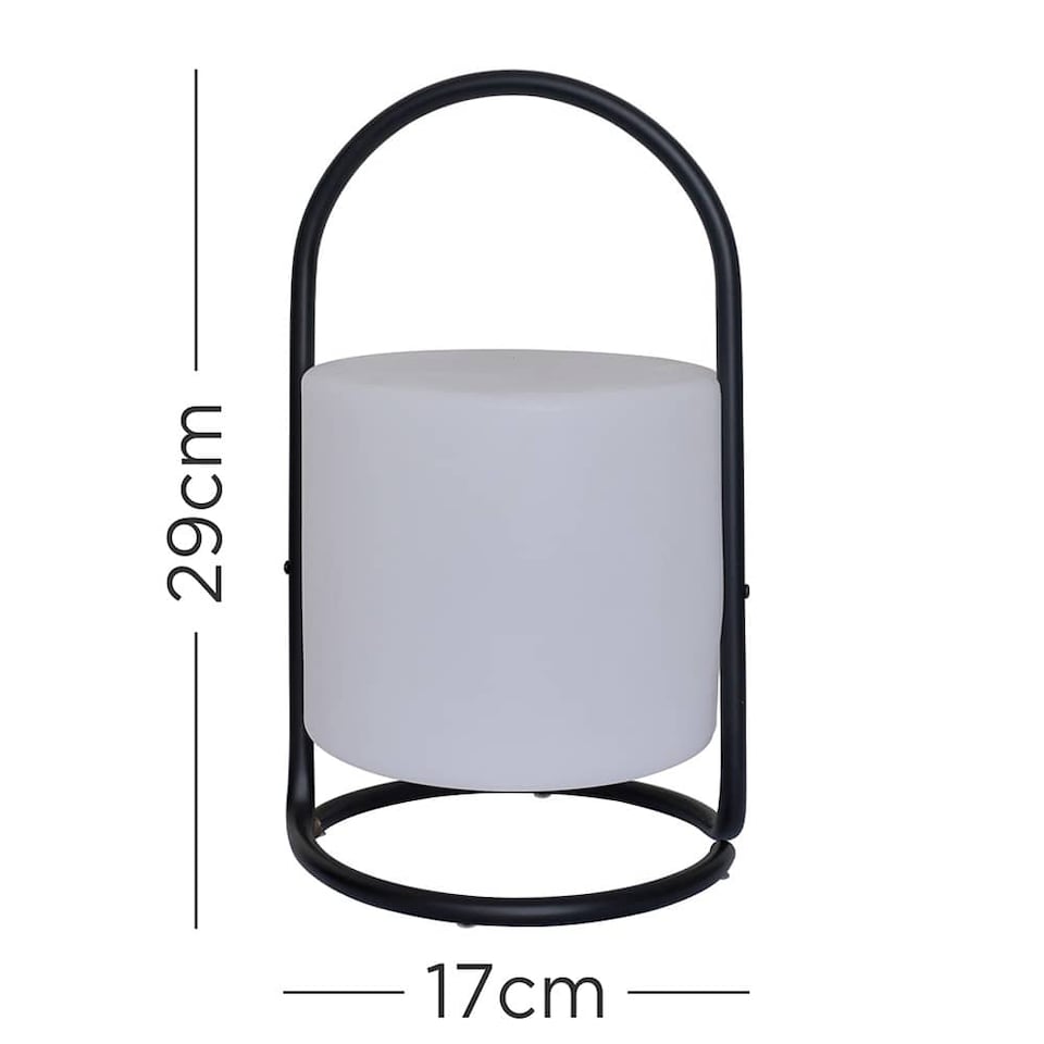 image 1 of ValueLights Corte Black Outdoor Table Lamp Dimmable White Cylinder Shade