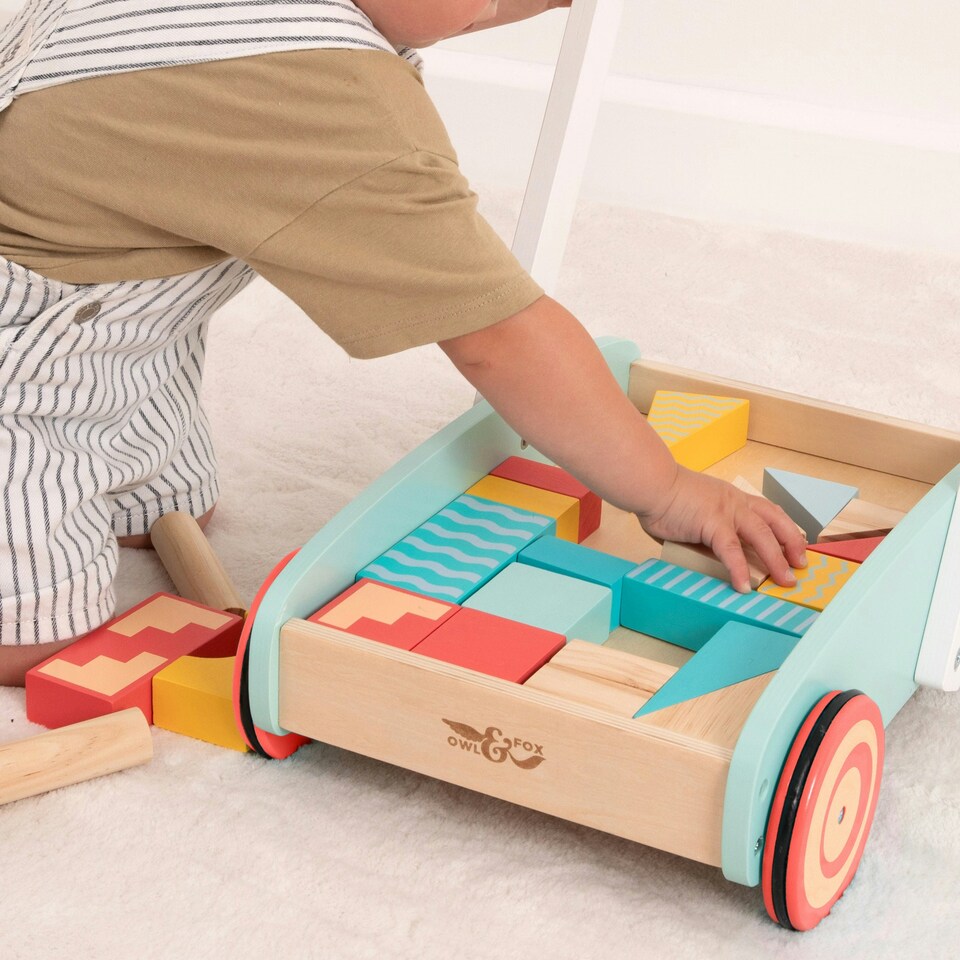 image 1 of Owl & Fox Wooden Baby Walker and Blocks - FSC® certified
