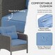 image 4 of Outsunny 5 Pieces PE Rattan Garden Furniture Set with 10cm Thick Padded Cushions, Wicker Weave Outdoor Seating Chairs with 2 Armchairs, 2 Stools, Glass Top Table, Blue