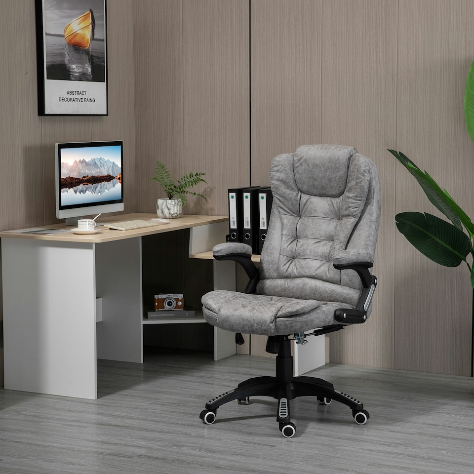 image 1 of Vinsetto High Back Home Office Chair Swivel Microfibre Fabric Desk Chair, Grey