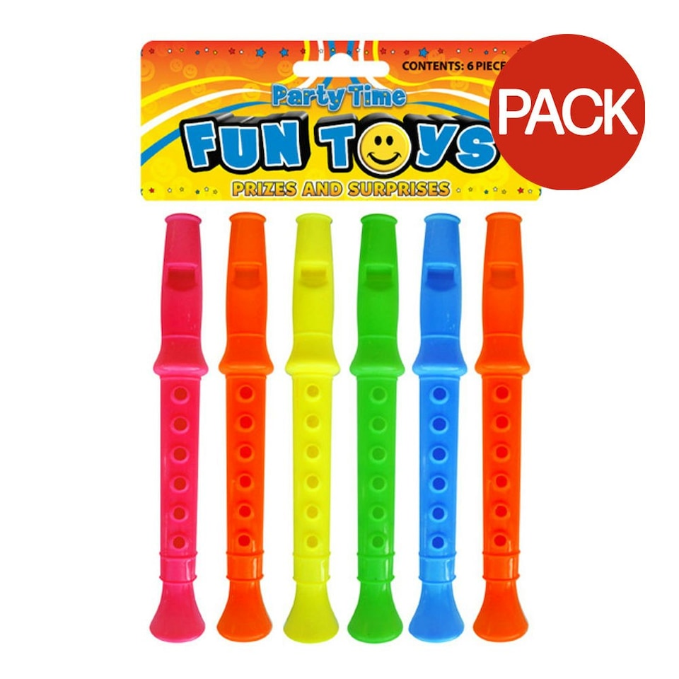 Henbrandt Plastic Flute Noisemaker (Pack of 6) - Multicoloured - One Size