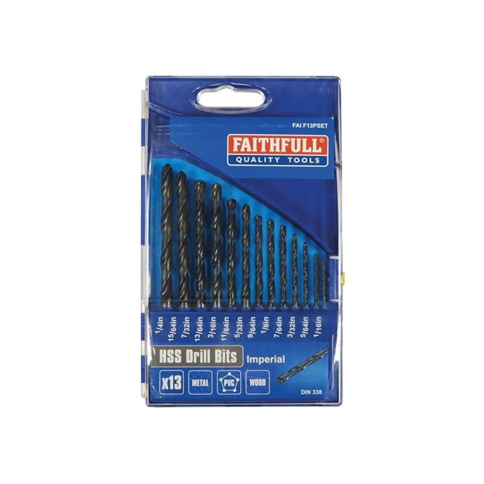 Faithfull Hss Drill Bit Sets, Imperial - Multi Colour - Set of 13