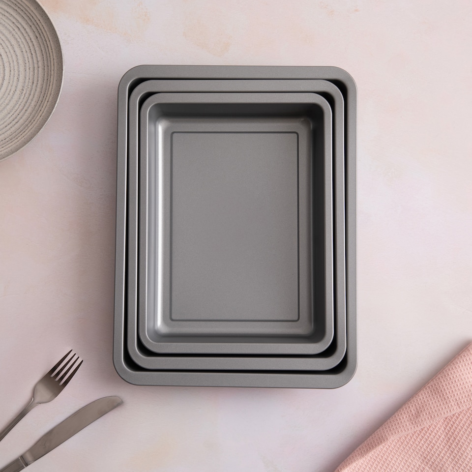 image 1 of BetterWare Essentials Non-Stick 3 Piece Deep Baking Tray Set