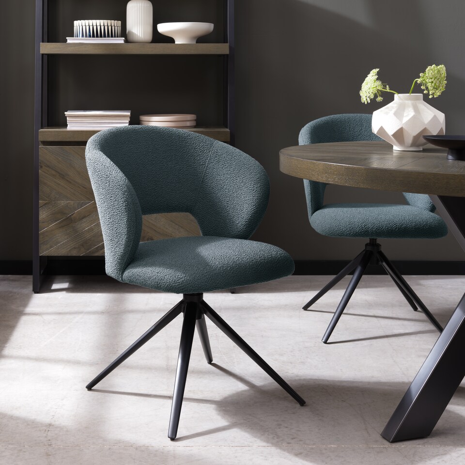 image 1 of Bentley Designs - Stella - Swivel Chair in Blue Boucle Fabric (Single)