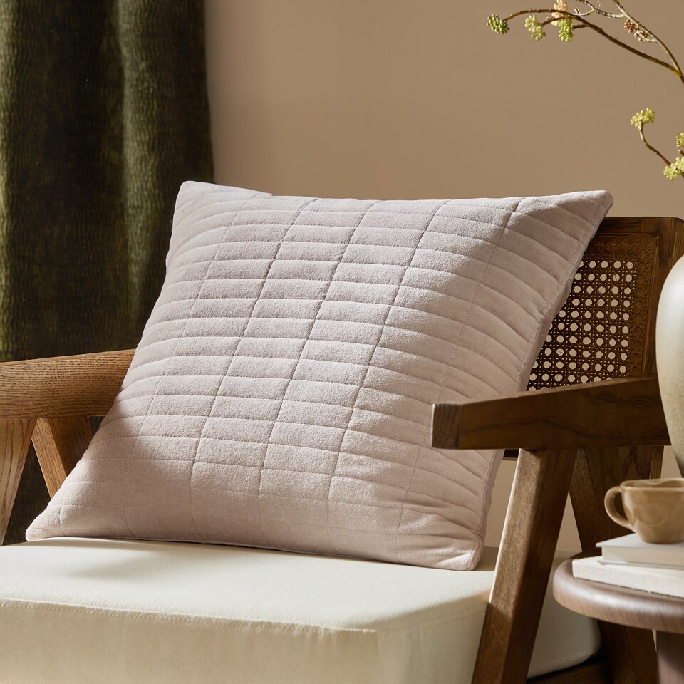 image 1 of Yard Dales Quilted 100% Cotton Velvet Cushion, Natural