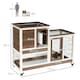 image 7 of PawHut Rabbit Hutch, Guinea Pig House Cage w/ Wheels & Enclosed Run, Brown