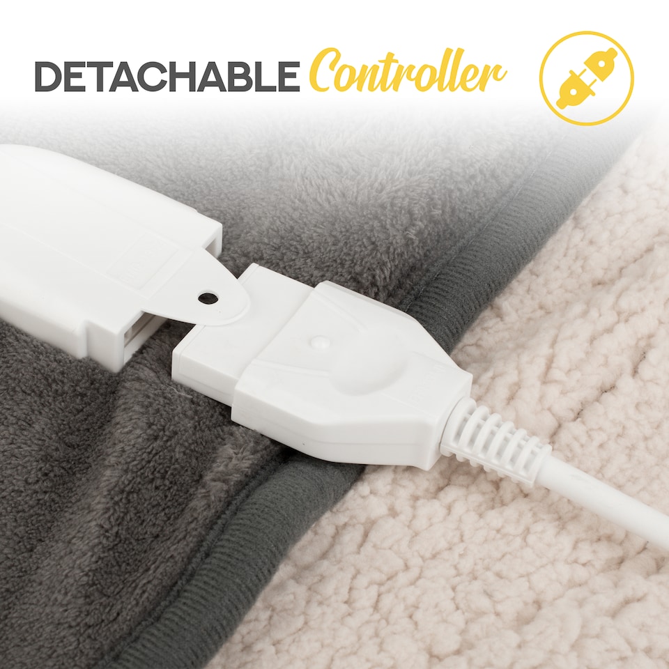 image 1 of Monhouse Heated Throw - Electric Blanket - Digital Controller - 9H Timer , 9 Heat Settings, Auto Shutoff - Double 150X200Cm | Grey | Grey Shearling | 1