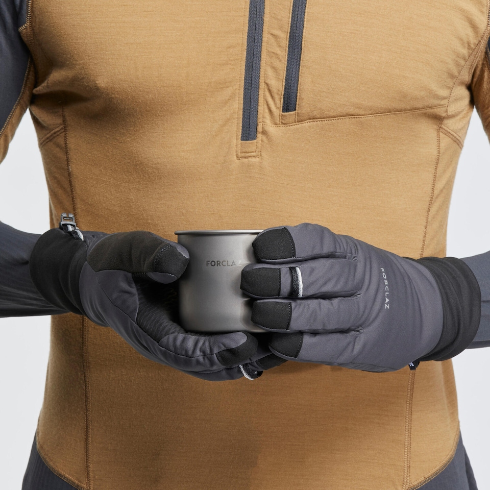 image 1 of Decathlon Adults’ windproof tactile trekking gloves, MT900 - Grey