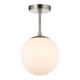 image 1 of Traditional Glass Globe IP44 Bathroom Ceiling Light Fixture in Satin Nickel | Silver