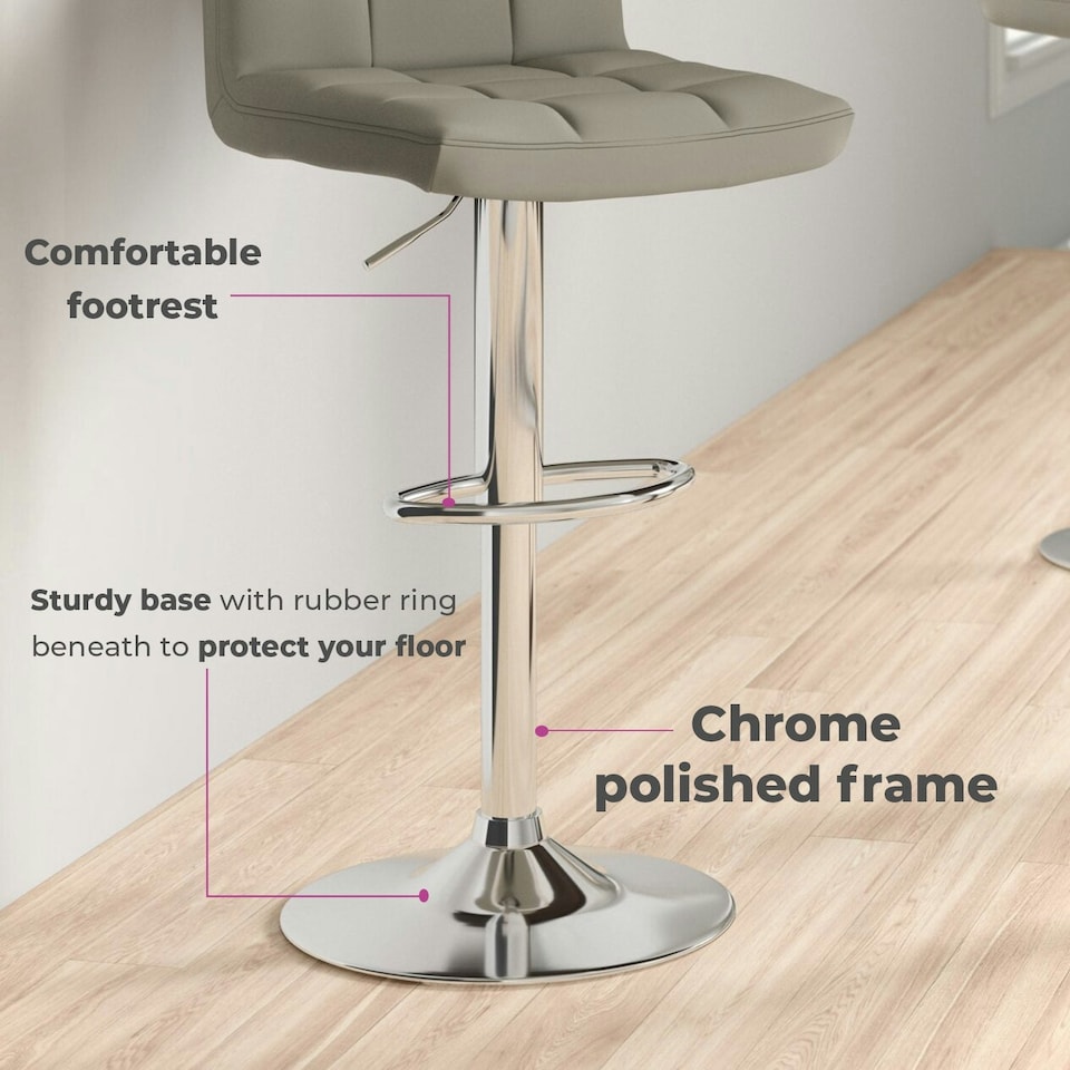 image 1 of Set of Two Cuban Grey Faux Leather Bar Stool