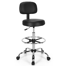 COSTWAY Ergonomic Drafting Office Chair w/ Backrest Black