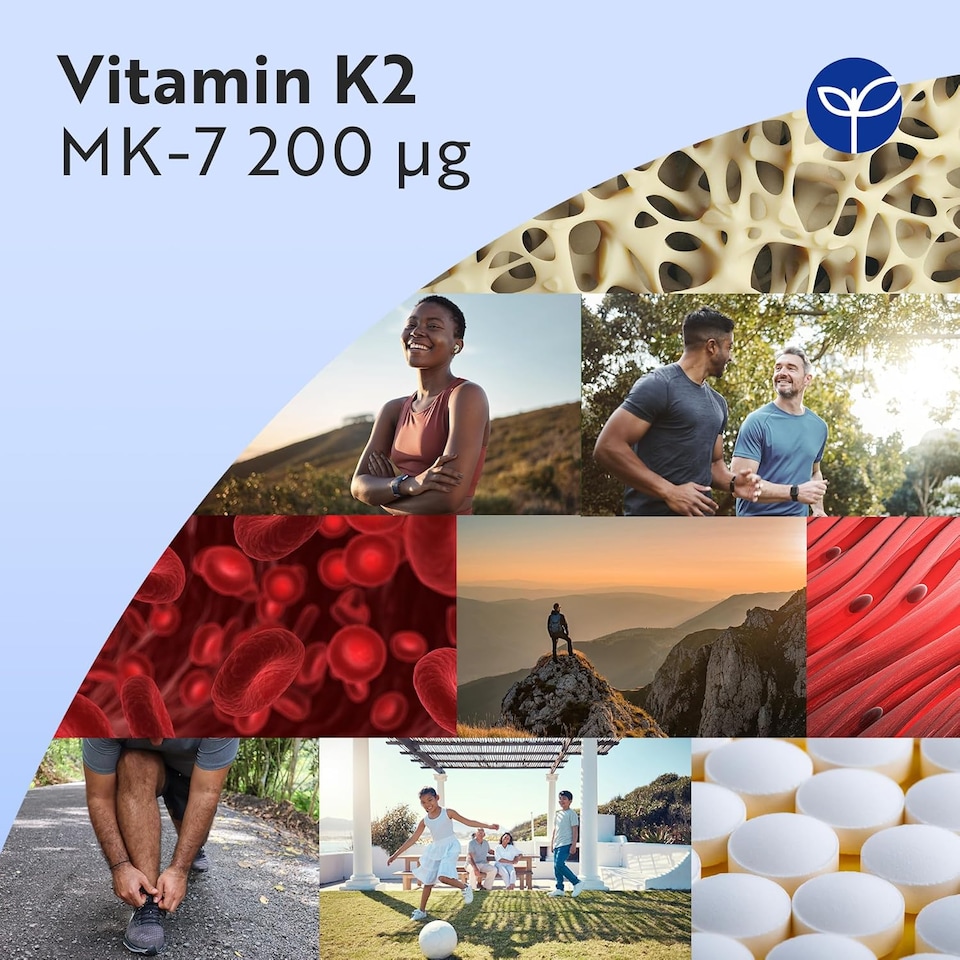image 1 of Nutravita Vitamin K2 MK 7 200mcg - Supports Maintenance of Normal Bones - High Strength Menaquinone MK7 - Made in The UK - 365 Vegan Micro Tablets