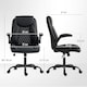 image 7 of HOMCOM PU Leather Office Desk Chair with Thick Cushion, Black | Black | One Size