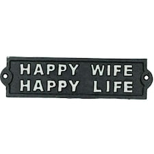 Happy Wife Happy Life Sign Cast Iron Sign Plaque Door Wall House Gate Garden