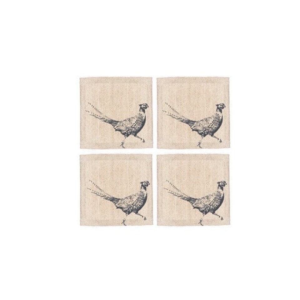 image 1 of The Just Slate Company Set of 4 Pheasant Linen Coasters
