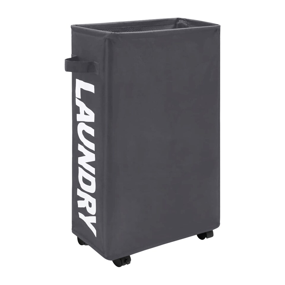 image 1 of 38L Slim Laundry Basket with Wheels, Rolling Laundry Hamper with Storage Bin