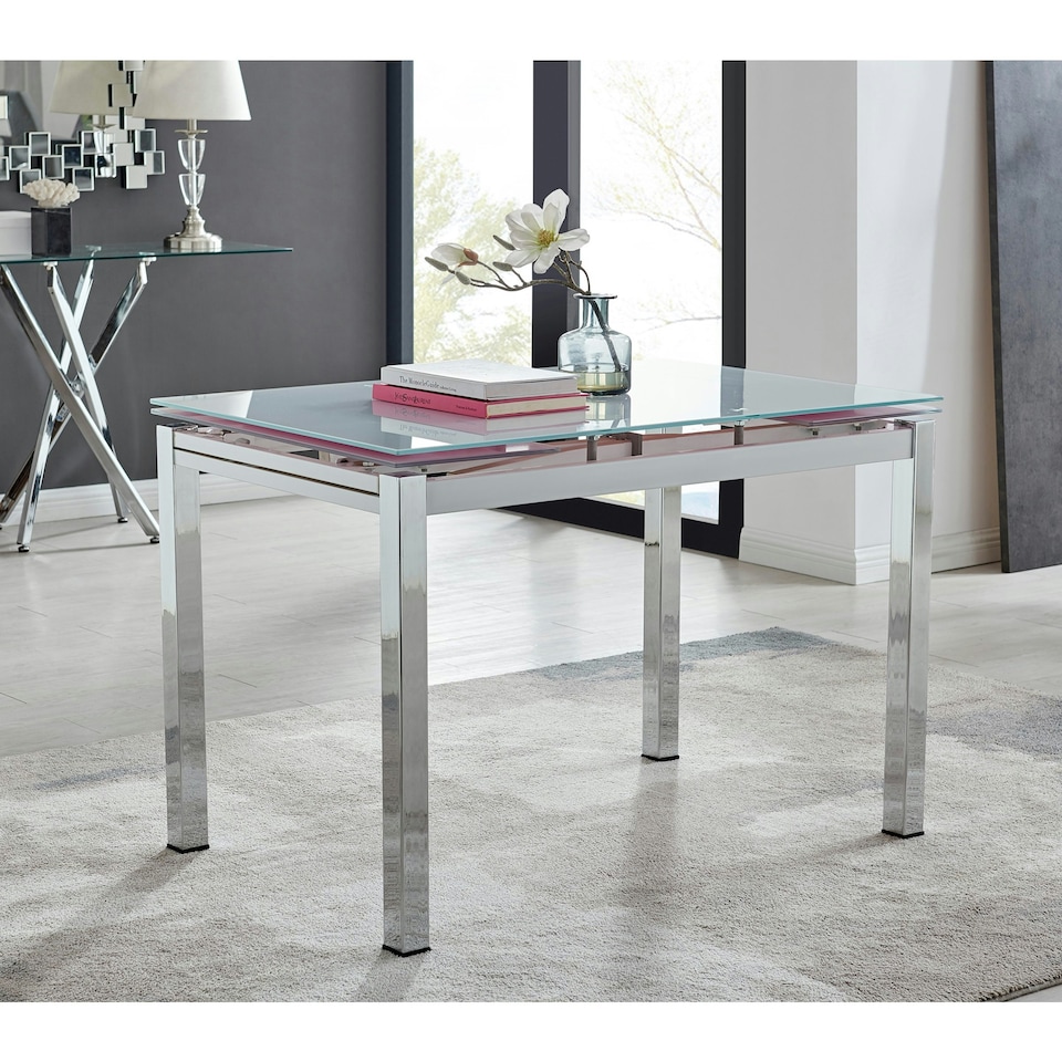 image 1 of Furniturebox Enna White Glass Extending Dining Table