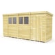 image 1 of 15 x 4 Feet Pent Security Shed - Double Door - Wood - L118 x W454 x H201 cm | Brown