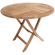 Charles Bentley Solid Wooden Teak Round 2-4 Seater Table Garden Foldable Patio