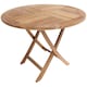 image 1 of Charles Bentley Solid Wooden Teak Round 2-4 Seater Table Garden Foldable Patio