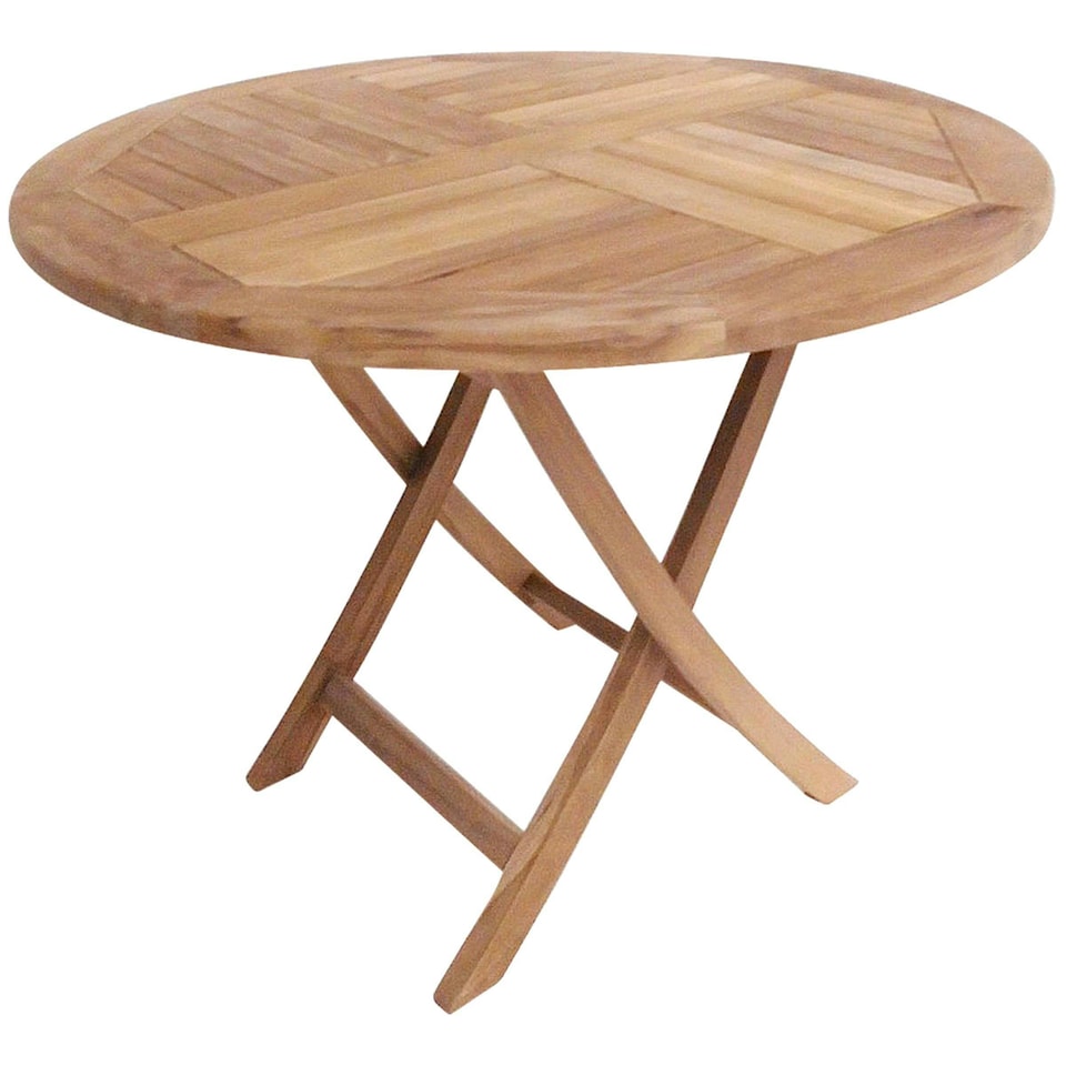 image 1 of Charles Bentley Solid Wooden Teak Round 2-4 Seater Table Garden Foldable Patio