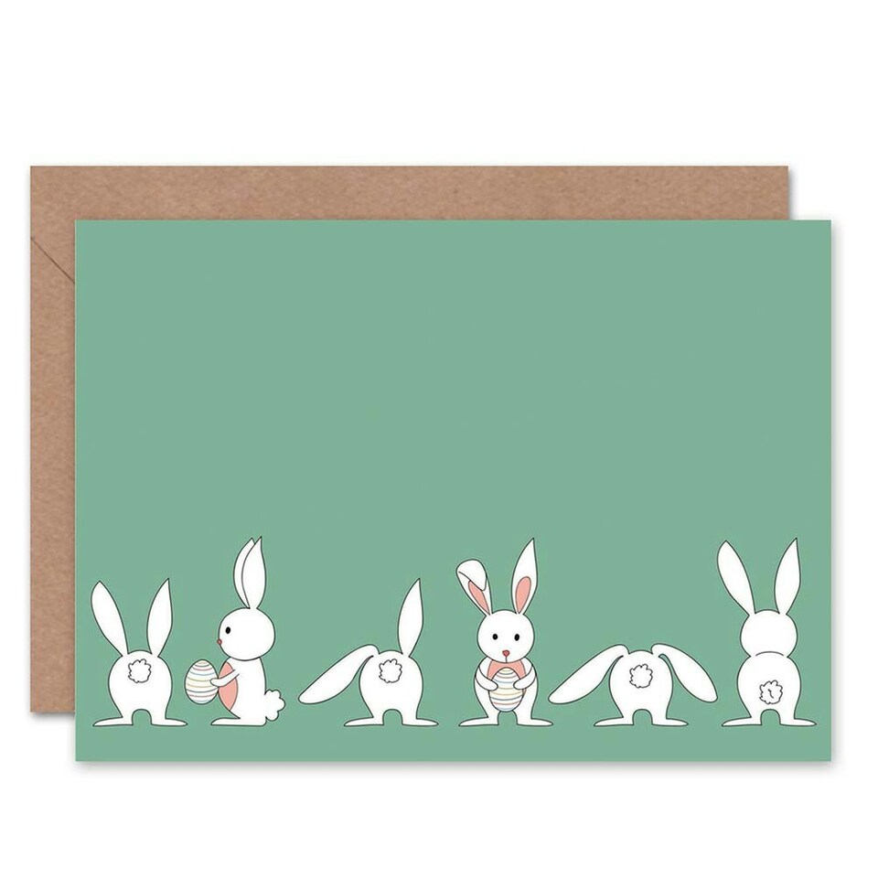 image 1 of Bunny Poses Rabbits Springtime Easter Card