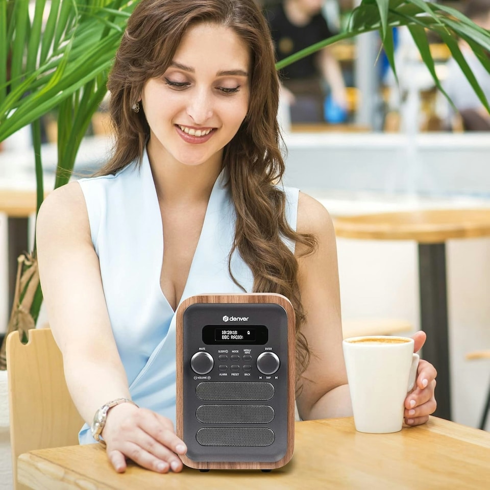 image 1 of Denver DAB-48 Bluetooth DAB Radio - Large Remote Control - DAB/DAB+ Digital Radio Mains Powered – DAB Bluetooth Radio Speaker – DAB Alarm Clock