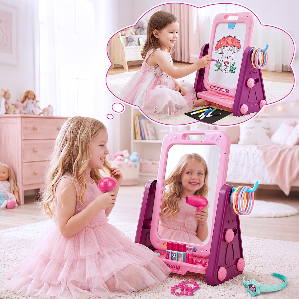 image 1 of Creative Glow 3-in-1 Vanity & Drawing Play Set