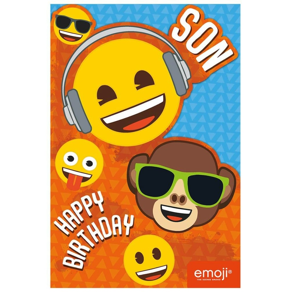 Emoji Son Birthday Card - Orange/Yellow/Blue - One Size