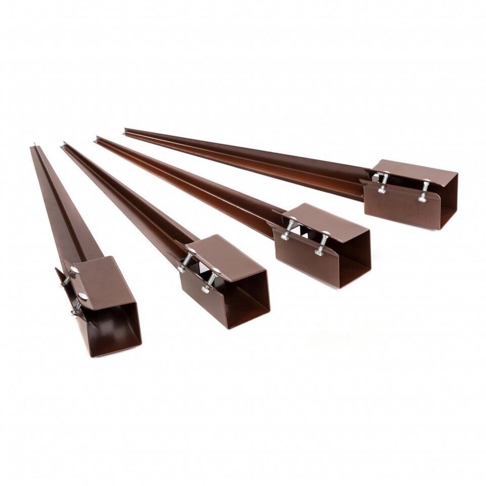image 1 of 4x Heavy Duty Drive Down Fence Post Anchor Spike Grip Holder - 100 x 750mm | Brown | 4