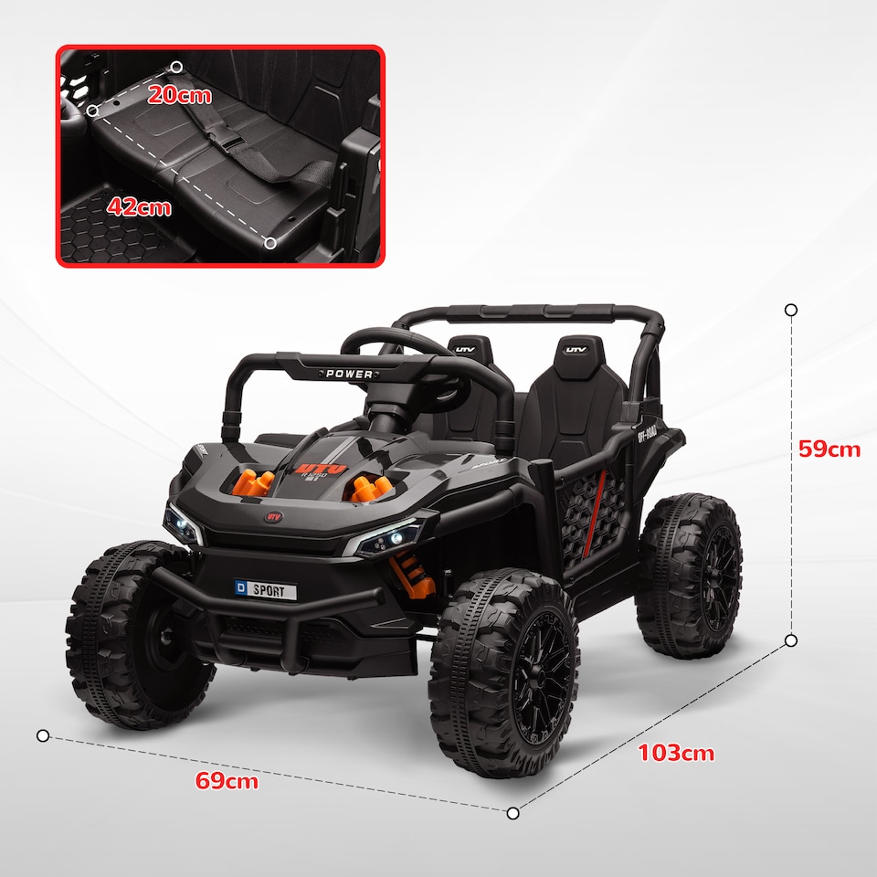 image 1 of AIYAPLAY Kids Ride on Car, 12V Electric Truck w/ Horn, Lights, USB, Black
