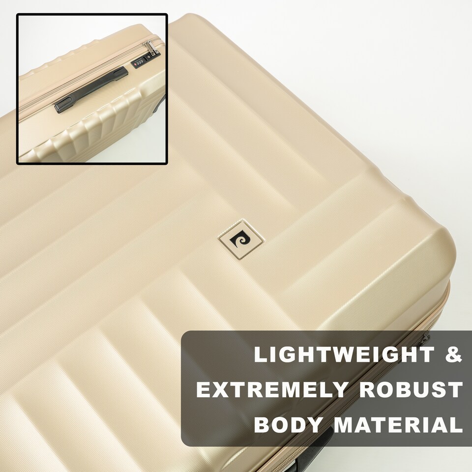 image 1 of Pierre Cardin Soleil 26in Hard Shell Suitcase, 8 Wheel Checked Luggage, Metallic Gold
