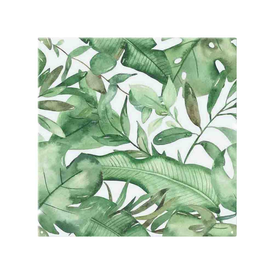 image 1 of Watercolour Green Tropical Leaves Splash Back | White