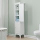 image 2 of Teamson Home Tall Slim Free Standing Linen Storage Cabinet with 5 Tier Shelves
