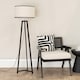 image 2 of ValueLights Lottie Black Wood Tripod Floor Lamp Black Trim Shade | Black | Black