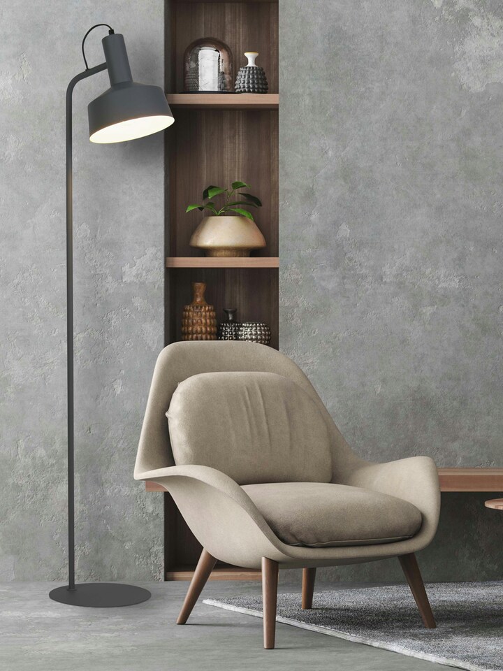image 1 of GREY METAL FLOOR LAMP