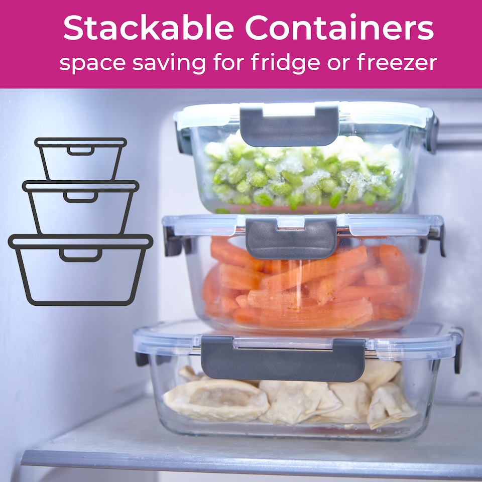 image 1 of Neo 7 Containers & 7 Lids Glass Food Storage Containers Set with Snap Locking Lids Meal Prep Airtight Lunch Box Microwave Oven Freezer and Dishwasher Friendly - 7 Piece