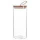 image 1 of Argon Tableware Glass Storage Jar - Leather Loop Lid - 1.5 Litre - Modern Round Scandi Organisation Container Glass Jar
