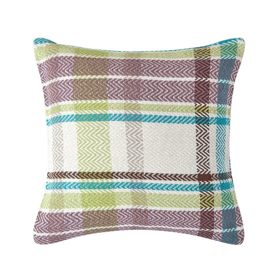 image 1 of Homescapes Green Tartan Cotton Falun Cushion Cover - 45 x 45 cm | Green | Green | 45 x 45 cm