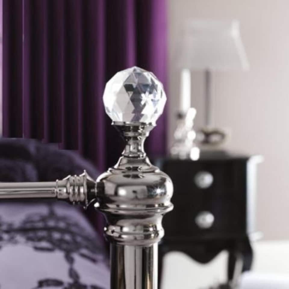 image 1 of 5ft King Size Black Nickel, Crystal Gem Ball Tubular Metal Headboard Bed Head End. Black | 5ft King Size