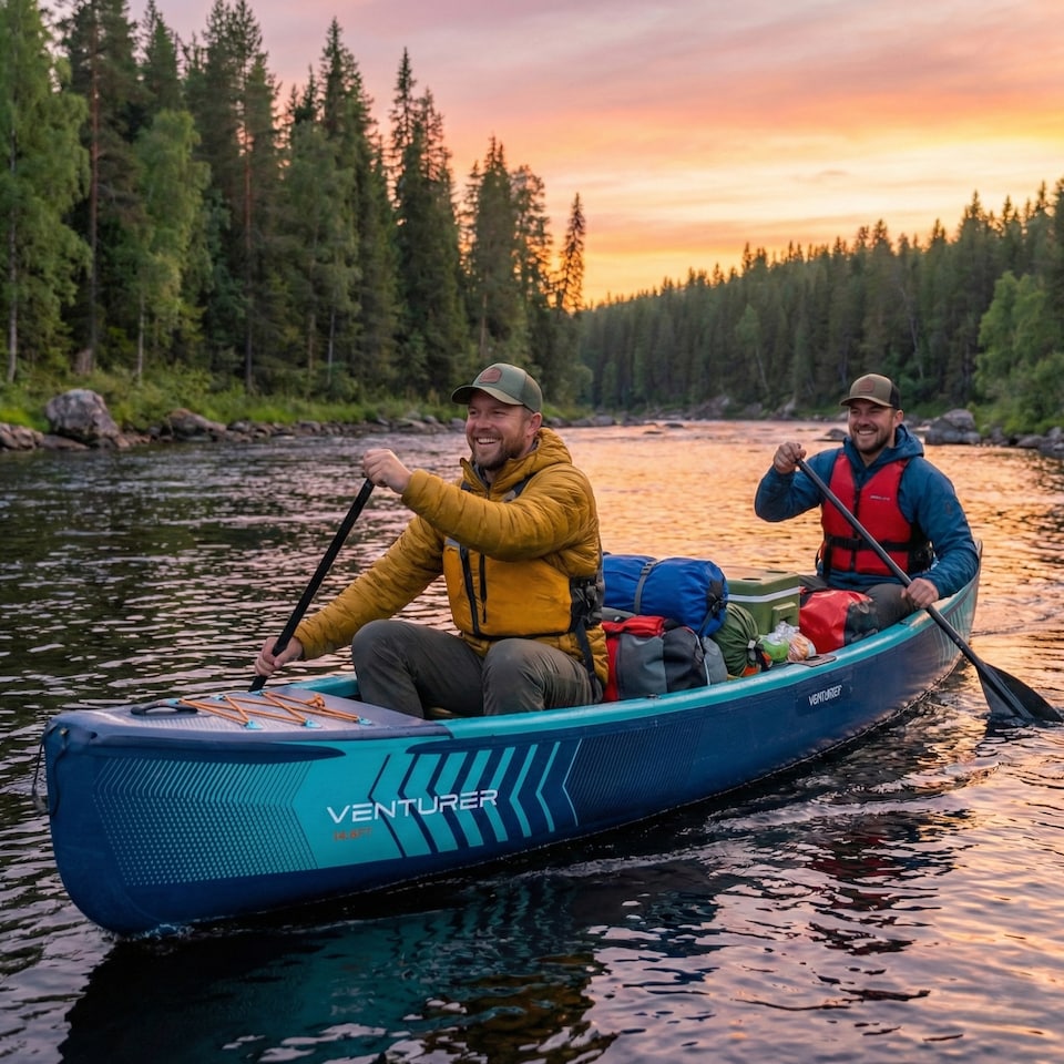 image 1 of Wave Venturer Inflatable Touring Canoe, 2 Person, Navy