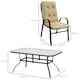 image 5 of Outsunny 7 Pieces Garden Dining Set, Outdoor Rectangular Dining Table and 6 Cushioned Armchairs, Tempered Glass Top Table w Umbrella Hole, Texteline Seats, Beige