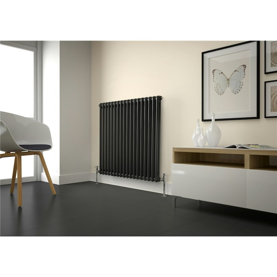 image 1 of 600mm (H) x 650mm (W) - Anthracite Horizontal Radiator (New Yorker Classic) - 3 Columns - (0.6m x 0.65m) - Depth 107mm
