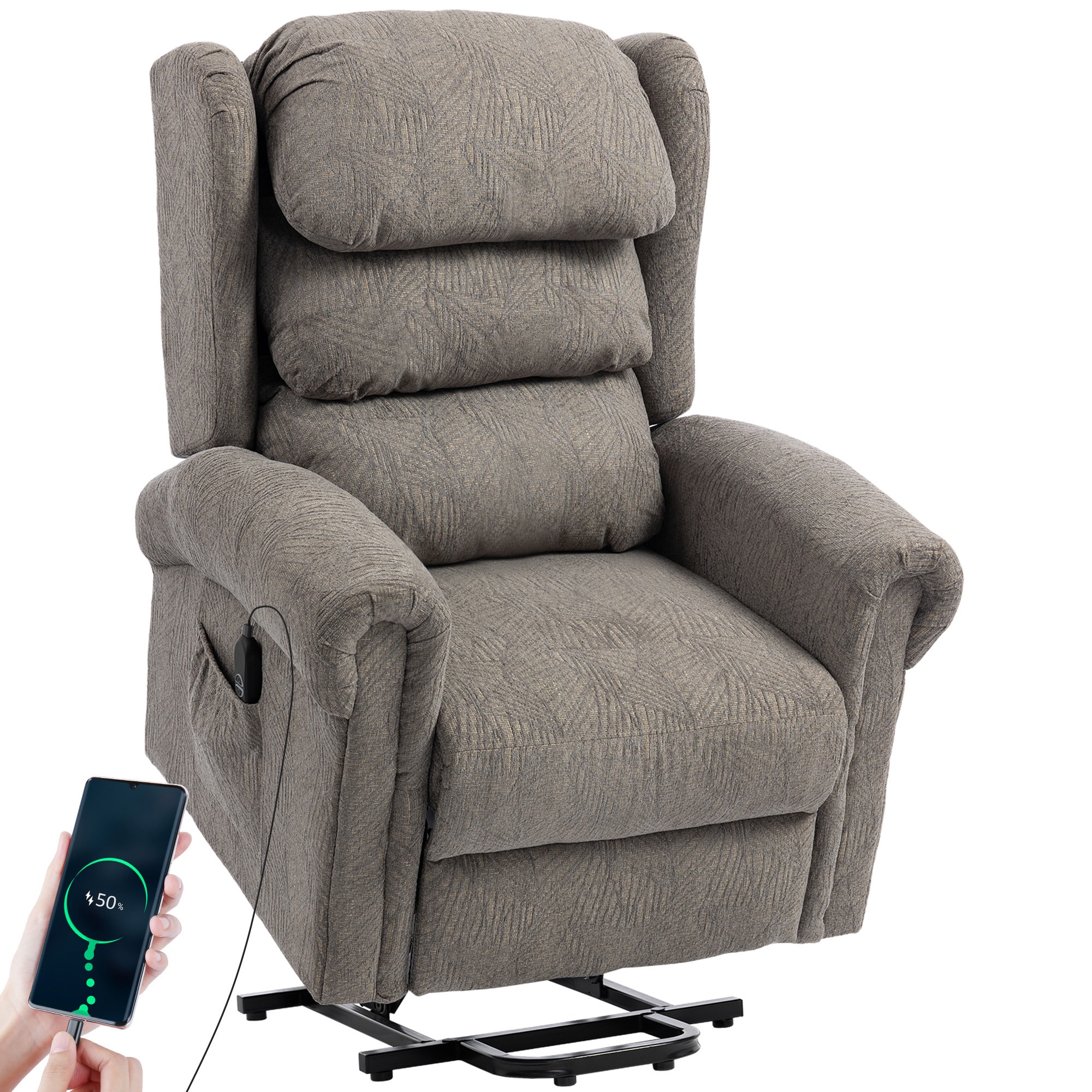 HOMCOM Power Lift Recliner Chair for Elderly with Remote Control, Dark Grey, Grey