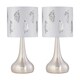 image 1 of Set of 2 Romana - Brushed Chrome Touch Lamps with White Fern Shades Silver | White