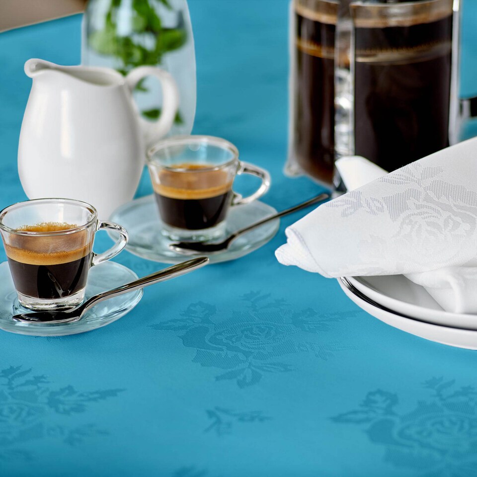 image 1 of Polyester Rose Design Tablecloth | Blue | Wedgewood | 137cm x 137cm